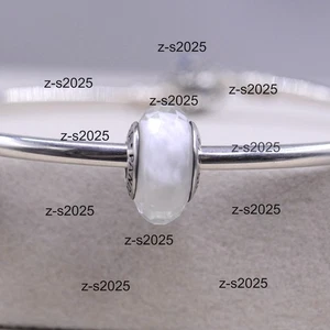 Pandora Murano Glass Charm White Faceted Sterling Silver Bead  - Picture 1 of 4