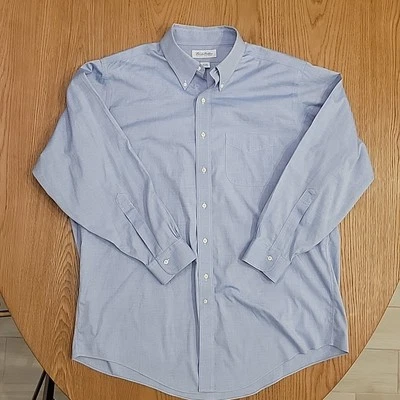 Brooks Brothers Shirt Mens 17.5 34 Solid Blue All Cotton Original Polo Oxford - Image 1 of 4