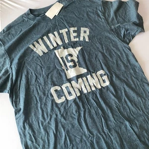 Men's Winter Is Coming Minnesota T-Shirt Graphic Game of Thrones Navy Heathered - Picture 1 of 4