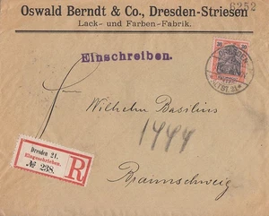 DR R-Brief EF Minr.59 Dresden 9.5.01 gel. nach Braunschweig - Bild 1 von 2