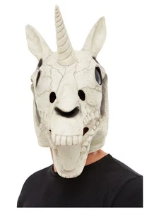 Smiffys Unicorn Skull Latex Mask, White, White - Picture 1 of 1