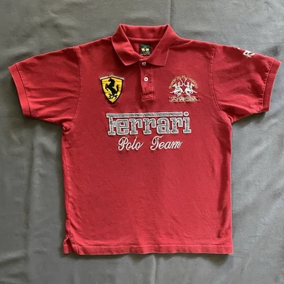 Camisa Polo La Martina Para Hombre Mediana Roja Ferrari Polo Team Manga Corta Preppy Foto 1 de 4