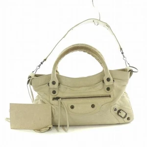 Bolso de Mano BALENCIAGA The First 2 Vías Cuero Beige 103208 Espejo Japón - Imagen 1 de 11