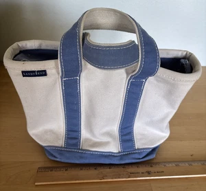 Bolso de Mano Lands' End Pequeño Lona Doble Asa Cremallera Completa Azul Aprox 6x7x7.5" - Imagen 1 de 12
