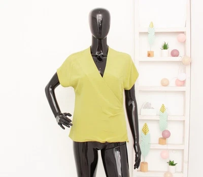 Ottod'Ame Silk Blouse Green Zenzero Short Sleeve Wrap Crepe Shirt 40 UK14 L - Image 1 of 4