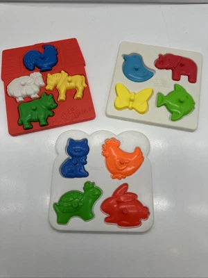 Lot Of 3 Vtg Early Learners Plastic Tray Puzzles Evenflo Stahlwood First Years - Image 1 of 4