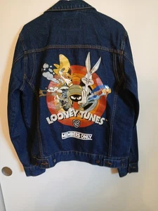 Looney Tunes Members Only Cartoon Blue Denim Jean Jacket Size Medium New - Picture 1 of 12
