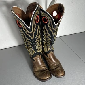 Tony Lama Boots Men's 8D Buckaroo RR1002 Leather 17" Pull Holes Crazy Horse - Picture 1 of 13