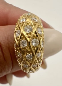 18K Yellow Gold Dome Shape Ring With Diamonds - Picture 1 of 10
