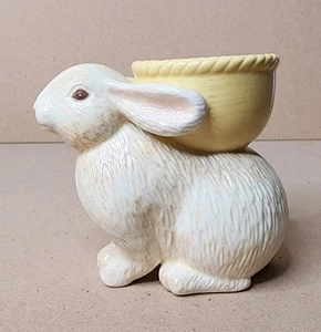 Vintage Easter Bunny Coquetier Egg Cup Holder Rabbit Spring Hallmark Yellow - Picture 1 of 8