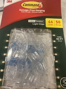 3M Command Indoor Outdoor Light Clips 46 Clips and 50 Strips Hangs 80 ft  - Picture 1 of 1