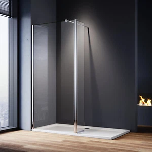 Wet Room Shower Screen With Flipper Walk In Enclosure 8mm NANO Easy Clean Glass - Picture 1 of 27