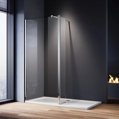 Wet Room Shower Screen With Flipper Walk In Enclosure 8mm NANO Easy Clean Glass - Image 1 of 4