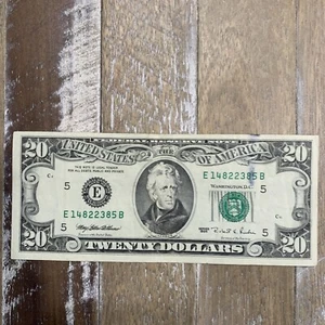 1995 $20 Twenty Dollar Bill Federal Reserve Note Vintage Off Center Cut - Picture 1 of 8