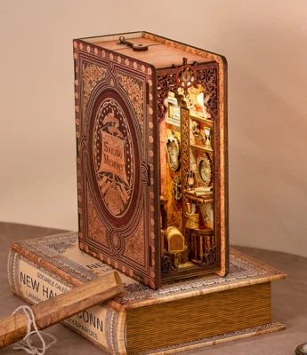 Hágalo usted mismo Kit de sujetalibros de memoria de vela, rompecabezas de madera 3D, rincón para libros, decoración de estantes, regalo para niños Foto 1 de 4