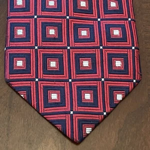 Vintage Grant Thomas Red Blue Hand Made 100% Silk Men’s Neck Tie Made In USA - Picture 1 of 9