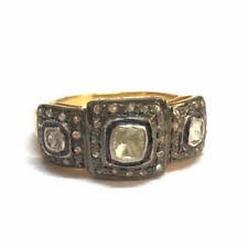 Polki Diamond Ring, 925 Sterling Silver Pave Diamond Ring Victorian Jewelry Ring