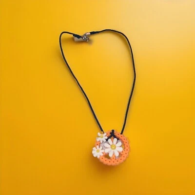 Resin Daisy Peace Sign Choker Hemp Cord Lobster Claw Clasp - Image 1 of 4