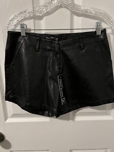 Union Of Angels Cindy Bapst Black Faux Leather  Shorts Size Small