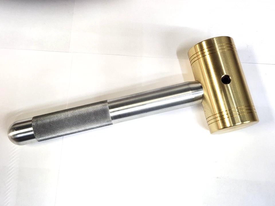 3 POUND  BRASS HAMMER* KNURLED 1" SOLID ALUMINUM 7-1/2" HANDLE*MADE IN USA* - Image 1 of 4