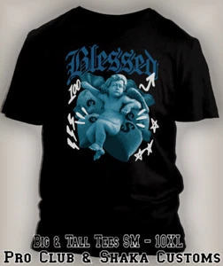 Blessed Angel  Big Tall Sm Graphic Pro Club Shaka Tee to Match J4 Military Blue - Picture 1 of 6