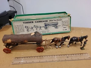 1930 BRITAINS HOME FARM SERIE 12F CARROZZA IN LEGNO CON CONDUCENTE SCATOLA ORIGINALE - Foto 1 di 12
