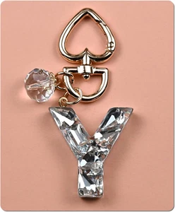 Personalized Initial Letter Keychain - Bling Heart Crystal Charm for Girls - Picture 1 of 13