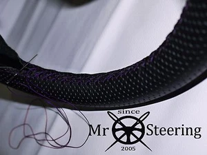 Per Mini Moke 64-80 Perforata Copertura Del Volante IN Pelle Viola Doppio Punto - Foto 1 di 4