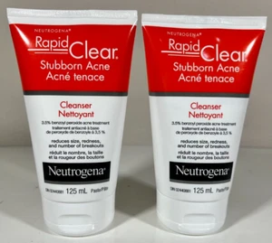 (2) Neutrogena Rapid Clear Stubborn Acne Wash Cleanser 5oz Lot of 2 NEW 02/25 - Picture 1 of 2