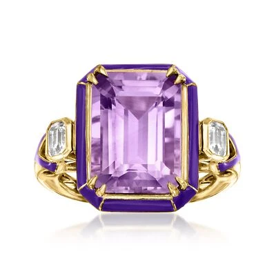 7.25 Carat Amethyst and .60 ct. t.w. White Topaz Ring in 18kt Gold Over Sterling Foto 1 de 4