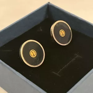 Gemelli Dunhill tono oro con logo iconico smalto nero lusso confezione regalo come nuovi - Foto 1 di 10