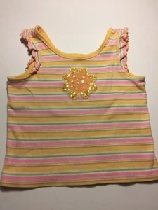 Sz 5 GYMBOREE Sunflower Fields Striped Cotton Knit Tee Top Sequins Flower Htf - Picture 1 of 10