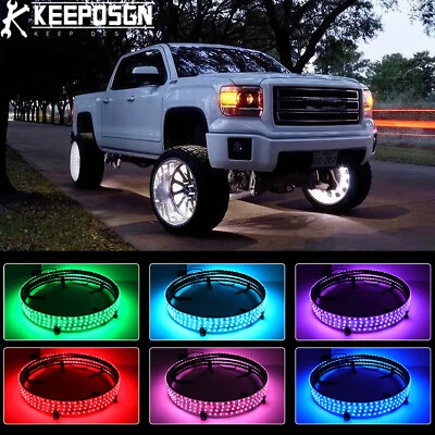 Luces LED de anillo de rueda de 17,5" para GMC Sierra 1500 2500 3500 4 piezas luces de llanta RGB Foto 1 de 4
