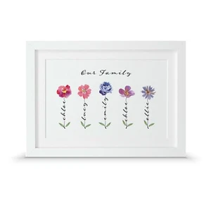 Gift for grandparents | Personalised family name flower poster print present - Picture 1 of 34