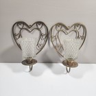 Coquette Heart Wall Sconces Gold Brass Candle Holders Vtg Decor Home Interior