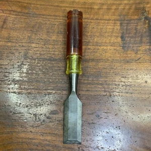 Vintage Wood Chisel 1” Red And Yellow Acrylic Handle Made in Italy - Picture 1 of 13