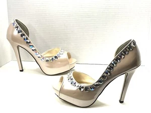 Johnathan Kayne Platform Heels Rhinestone Jeweled Pumps Women’s Size 9.5 US NEW! - Picture 1 of 14