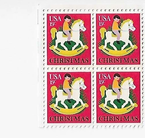 US Christmas Hobby Horse 15c Stamp Block of 4 Scott #1769 - Image 1 of 1
