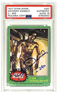 1977 TOPPS Star Wars ANTHONY DANIELS Signed C3-P0 Card 256 Auto PSA/DNA 10 Slab - Picture 1 of 3