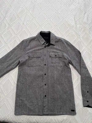 Camisa con botones Krew para hombre talla pequeña franela patinador ropa de calle gris urbano Foto 1 de 4