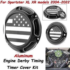 For Harley Engine Derby Timing Timer Cover Sportster Iron XL 883 1200 48 US Flag - Picture 1 of 12