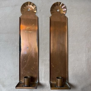 Vtg Copper Art Deco Wall Hanging Candle Holder Sconce - Picture 1 of 11