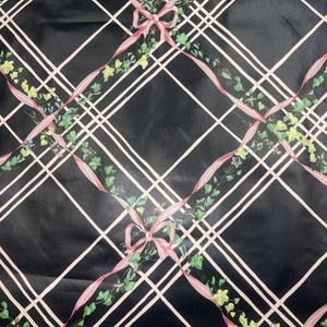 Vintage 9 Yard 90er Cyrus Clark Baumwolle Chintz Stoff Blumen Rose schwarz rosa grün - Bild 1 von 8