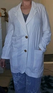White Linen Blend Blazer Size S - Picture 1 of 8