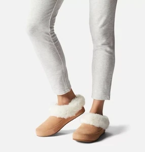 Sorel Go Coffee Run Slipper Damen Gr.7 Tawny Buff Natur Wildleder Kunstfell - Bild 1 von 13
