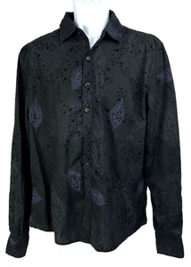 Camisa DE COLECCIÓN ROJA Para Hombres Gris Carbón L Cachemira/Terciopelo Negro Botón Mangas Largas - Imagen 1 de 14