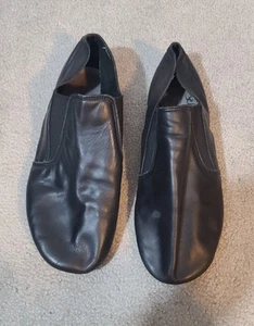Revolution Dancewear Black Leather Jazz Shoes Sz 9 - Picture 1 of 6
