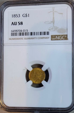 1853 $1 Gold Type 1 NGC AU58 Cover