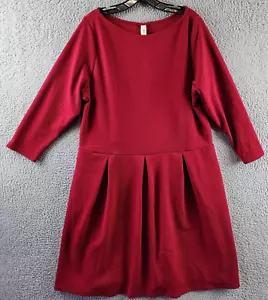 24seven Comfort Apparel Plus Fit & Flare Midi Dress Womens 2X Red Pullover Style - Picture 1 of 13