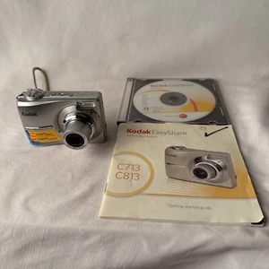 Kodak Easyshare C713 Digital Camera Silver Broken Battery Door Cd Manual - Picture 1 of 13